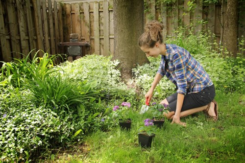 Gardening crew removing clippings and small branches